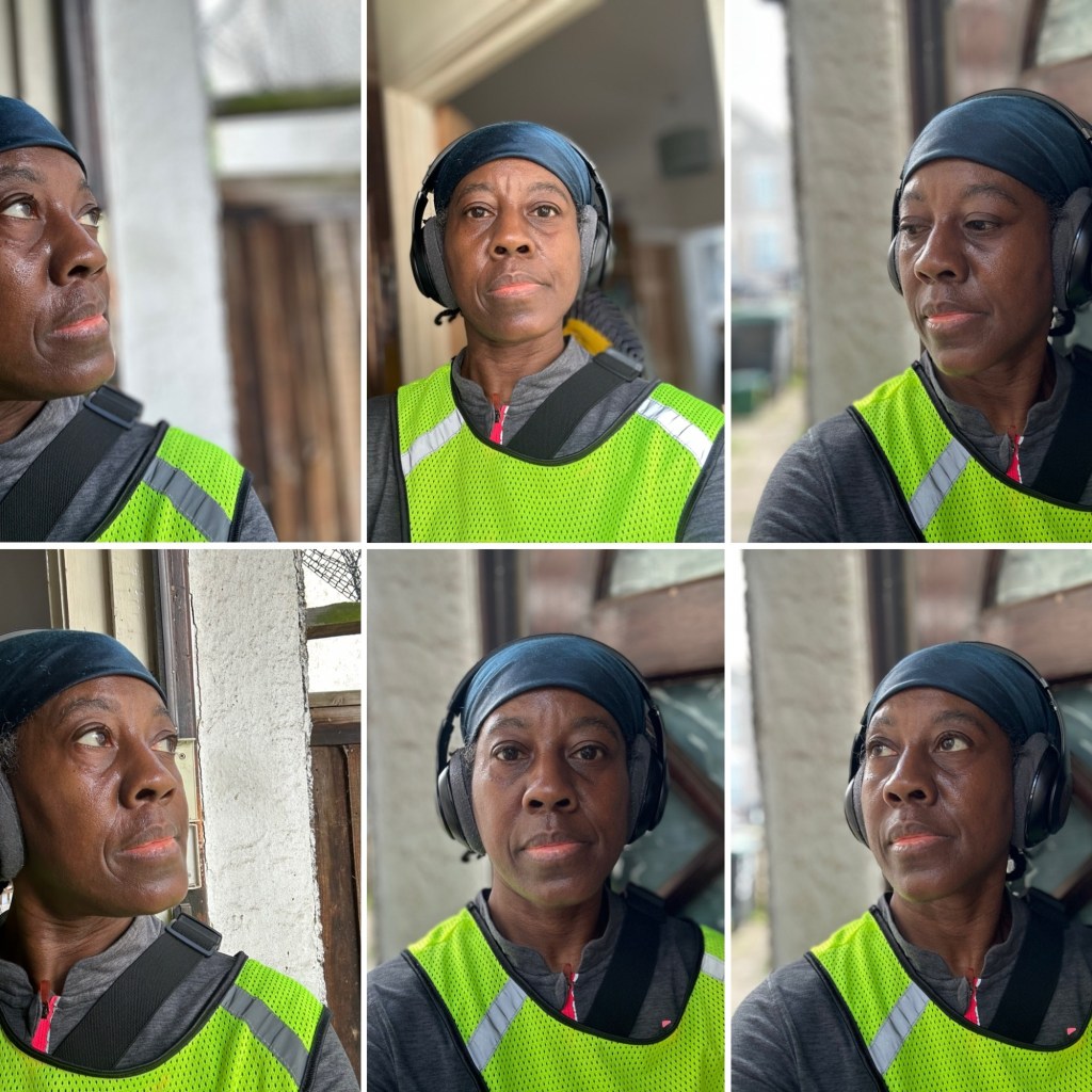 Headshot of woman wearing headphones