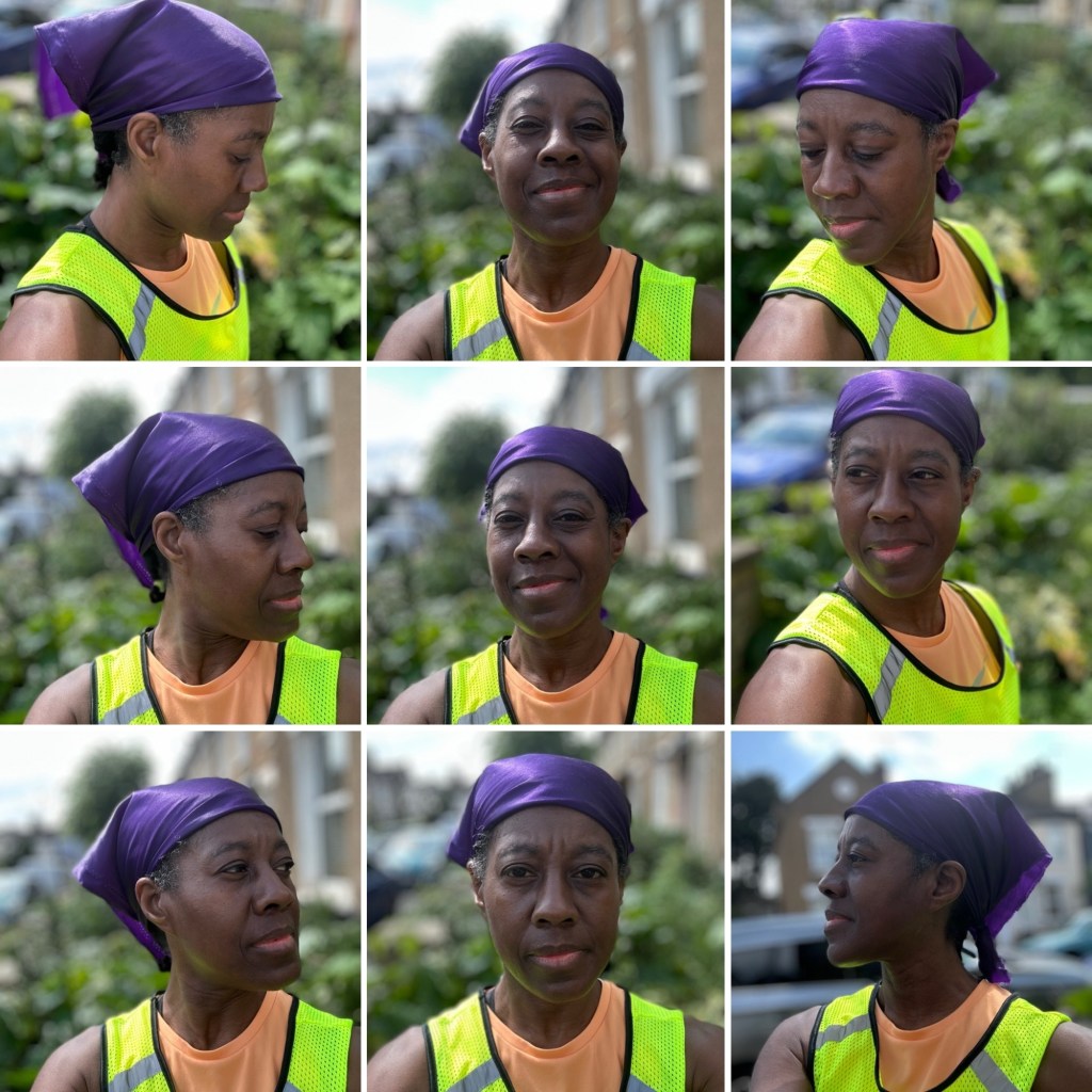 Headshot of woman wearing headphones