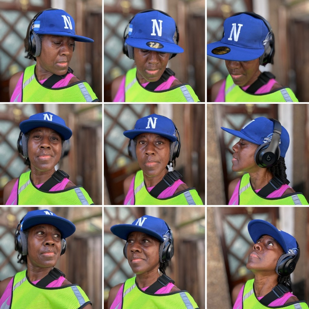 Headshot of woman wearing headphones